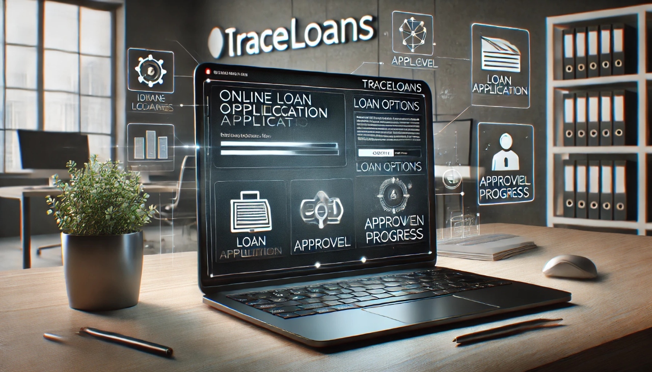 A seamless online loan application process with traceloans displayed on a laptop.